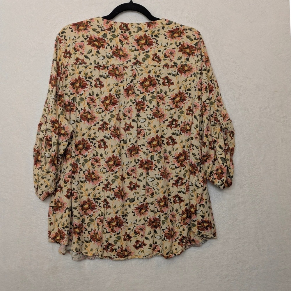 Torrid Floral Print Boho Peasant Blouse Size 3 Rayon Romantic - Picture 5 of 8